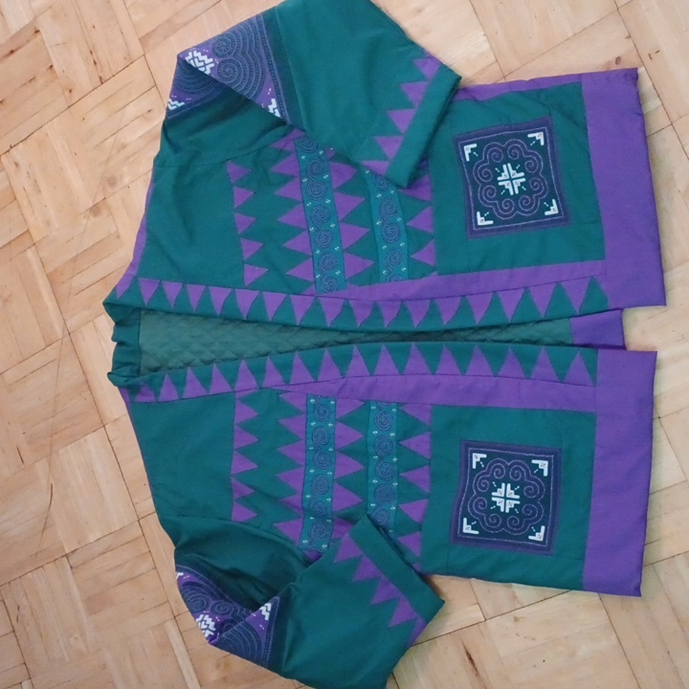Jacket handmade women's size large hand crafted quilted